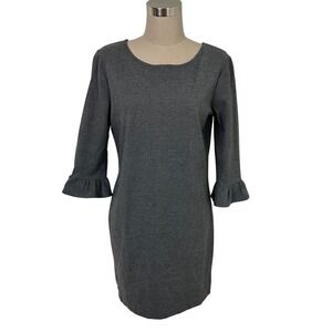 Sailor-Sailor Gray Knit Dockside Dress 3/4 Sleeve Ruffle Cuff‎ US Made S $194